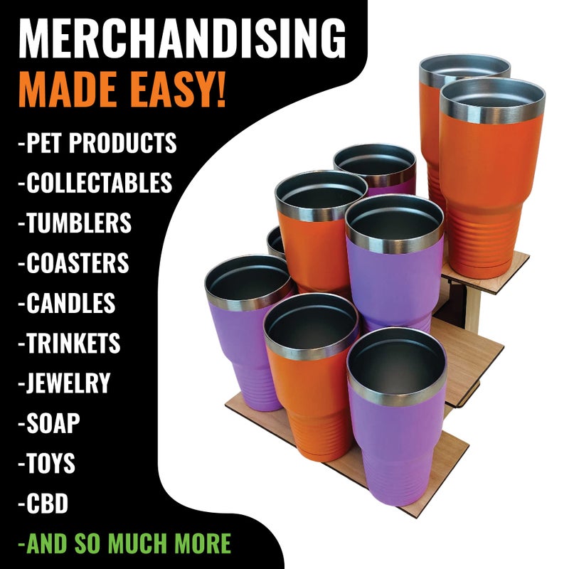 TORCHED DISPLAYS Torched 3-Tier Retail Table Display Corner Stand with Shelves for Products - Portable | 3 Step Corner Display Rack for Retail Table Top  Counter Top  Craft Shows  Farmers Market  Tradeshows - Image 4